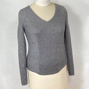 I.N.C International Concepts Silver V-Neck Pullover Sweater L